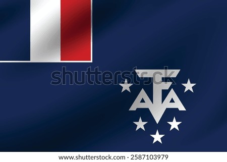 Flag of French Southern and Antarctic Territory. French Southern and Antarctic Territory flag official colors and proportion digital vector illustration. Waving flag.