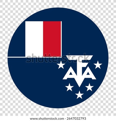 Flag of French Southern and Antarctic Territory. French Southern and Antarctic Territory circle flag logo icon computer vector illustration design. Transparent checkerboard background.