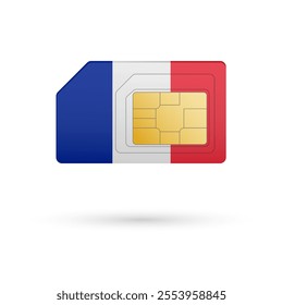 Flag of French. Vector illustration of SIM Card with flag on white background