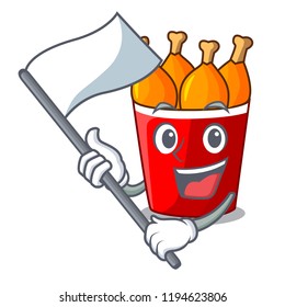 With flag fried chicken bucket isolated on mascot