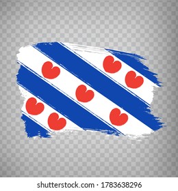 Flag of  Friesland brush strokes. Flag of Friesland on transparent background for your web site design, logo, app, UI. Netherlands. EPS10