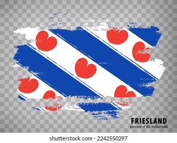 Flag of  Friesland brush strokes. Flag of Province  Friesland on transparent background for your web site design, logo, app, UI. Netherlands. EPS10.