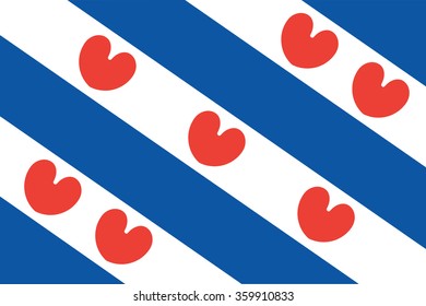 Flag of Friesland provinces of Netherlands. Vector illustration.