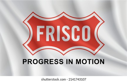 Flag of Frisco, Texas, USA. Realistic waving flag of Frisco vector background.