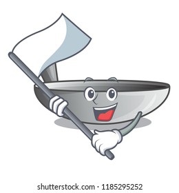 With flag frying pan wok isolated on mascot