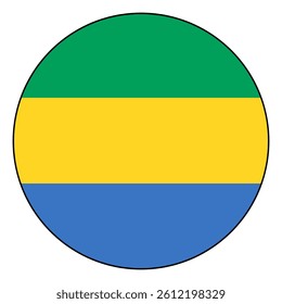 Flag of Gabon. Black edge. Gabon circle flag logo icon computer vector illustration design.