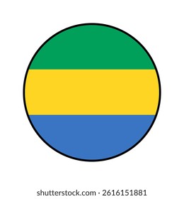 Flag of Gabon. Black edge. Gabon circle flag logo icon computer vector illustration design.