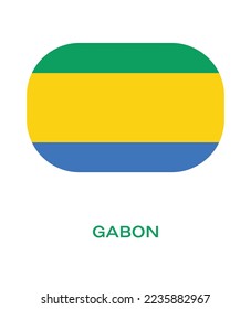 Flag of Gabon, button style, Gabon flag Vector illustration, Gabon national flag in a circle.