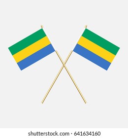 Flag of Gabon with flagpole. Vector illustration.