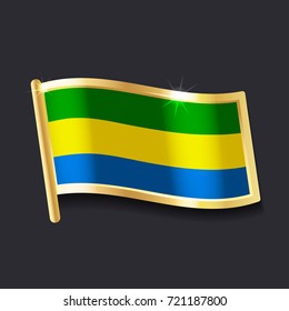flag of Gabon in the form of badge, flat image