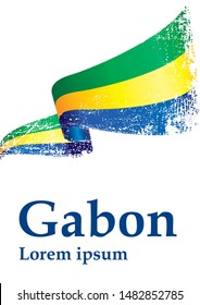 Flag of Gabon, Gabonese Republic. Template for award design, an official document with the flag of Gabon. Bright, colorful vector illustration.