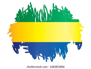 Flag of Gabon, Gabonese Republic. Template for award design, an official document with the flag of Gabon. Bright, colorful vector illustration.