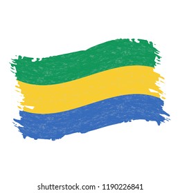Flag of Gabon, Grunge Abstract Brush Stroke Isolated On A White Background. Vector Illustration. National Flag In Grungy Style. Use For Brochures, Printed Materials, Logos, Independence Day