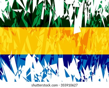 Flag of Gabon in grunge style. Vector illustration.