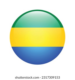 Flag of Gabon. Flag icon. Standard color. The round flag. 3d illustration. Computer illustration. Digital illustration. Vector illustration.