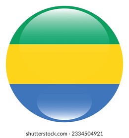 Flag of Gabon. Flag icon. Standard color. Circle icon flag. 3d illustration. Computer illustration. Digital illustration. Vector illustration.