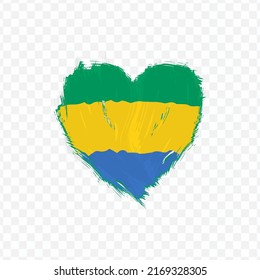 Flag Of Gabon in love texture brush  with transparent background, vector illustration in eps file
