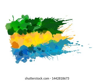 Flag of Gabon made of colorful splashes