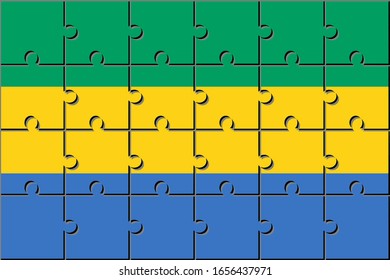 Flag of gabon made with jigsaw puzzle pieces