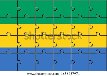 Flag of gabon made with jigsaw puzzle pieces