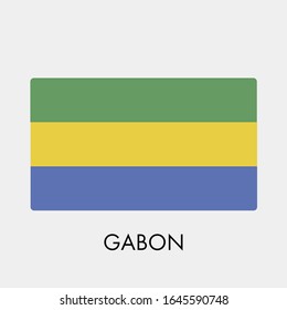Flag of Gabon on gray background. Vector illustration in trendy flat style. EPS 10.