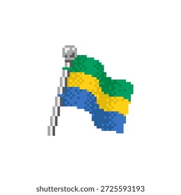 Flag of Gabon in pixel art style