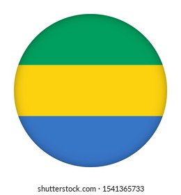 Flag of Gabon round icon, badge or button. National symbol. Template design, vector illustration. 