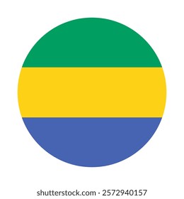 Flag of Gabon round shape, national symbol