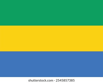 A bandeira do Gabão é uma tricolor que consiste em três faixas horizontais verde, amarelo e azul