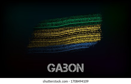 Flag of the Gabon. Vector illustration in grunge style with cracks and abrasions. Good image for print