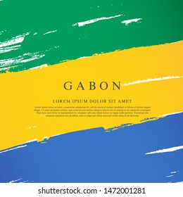 Flag of Gabon. Vector illustration on a white background. Brush strokes are drawn by hand. Independence Day.