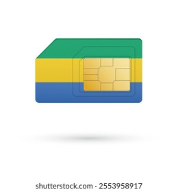 Flag of Gabon. Vector illustration of SIM Card with flag on white background