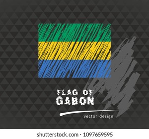 Flag of Gabon, vector pen illustration on black background