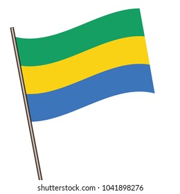 Flag of Gabon , Gabon flag waving isolated vector illustration