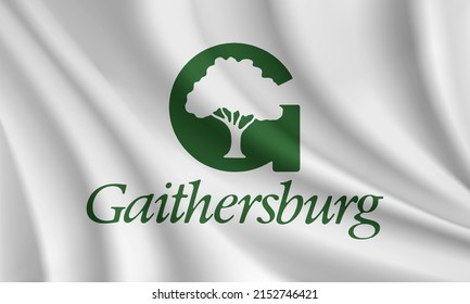 Flag of Gaithersburg, Maryland, USA. Realistic waving flag of Gaithersburg vector background.