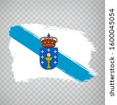 Flag of Galicia brush strokes. Flag Autonomous Community Galicia of Spain on transparent background for your web site design, logo, app, UI. Kingdom of Spain. Stock vector.  EPS10.