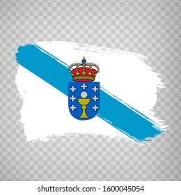 Flag of Galicia brush strokes. Flag Autonomous Community Galicia of Spain on transparent background for your web site design, logo, app, UI. Kingdom of Spain. Stock vector.  EPS10.