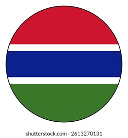 Flag of Gambia. Black edge. Gambia circle flag logo icon computer vector illustration design.