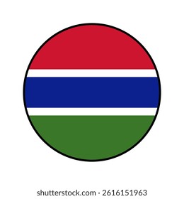 Flag of Gambia. Black edge. Gambia circle flag logo icon computer vector illustration design.