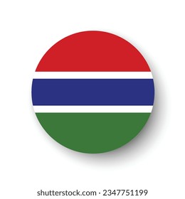 Flag of the Gambia. Button flag icon. Standard color. Circle icon flag. 3d illustration. Computer illustration. Digital illustration. Vector illustration.