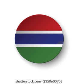 Flag of the Gambia. Button flag icon. Standard color. Circle icon flag. 3d illustration. Computer illustration. Digital illustration. Vector illustration.