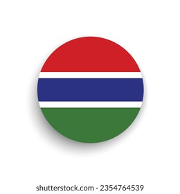 Flag of the Gambia. Button flag icon. Standard color. Circle icon flag. 3d illustration. Computer illustration. Digital illustration. Vector illustration.