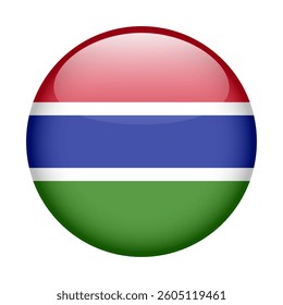 flag of Gambia, button round glossy icon