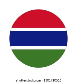 Flag of Gambia. Circular icon on white background, vector illustration.