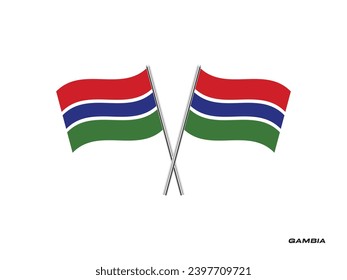Flag of Gambia, Gambia cross flag design. Gambia cross flag isolated on white background. Vector Illustration of crossed Gambia flags.