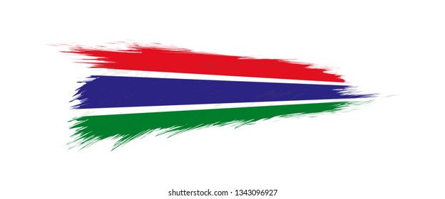 Flag of Gambia in grunge brush stroke, vector grunge illustration.