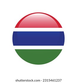 Flag of the Gambia. Flag icon. Standard color. A round flag. 3d illustration. Computer illustration. Digital illustration. Vector illustration.