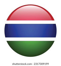Flag of the Gambia. Flag icon. Standard color. The round flag. 3d illustration. Computer illustration. Digital illustration. Vector illustration.