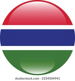 Bandera de Gambia. Icono de marca. Color estándar. Indicador de icono de círculo. 3 quinquies ilustración. Ilustración del equipo. Ilustración digital. Ilustración vectorial.