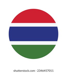 Flag of the Gambia. Flag icon. Standard color. Circle icon flag. Computer illustration. Digital illustration. Vector illustration. svg